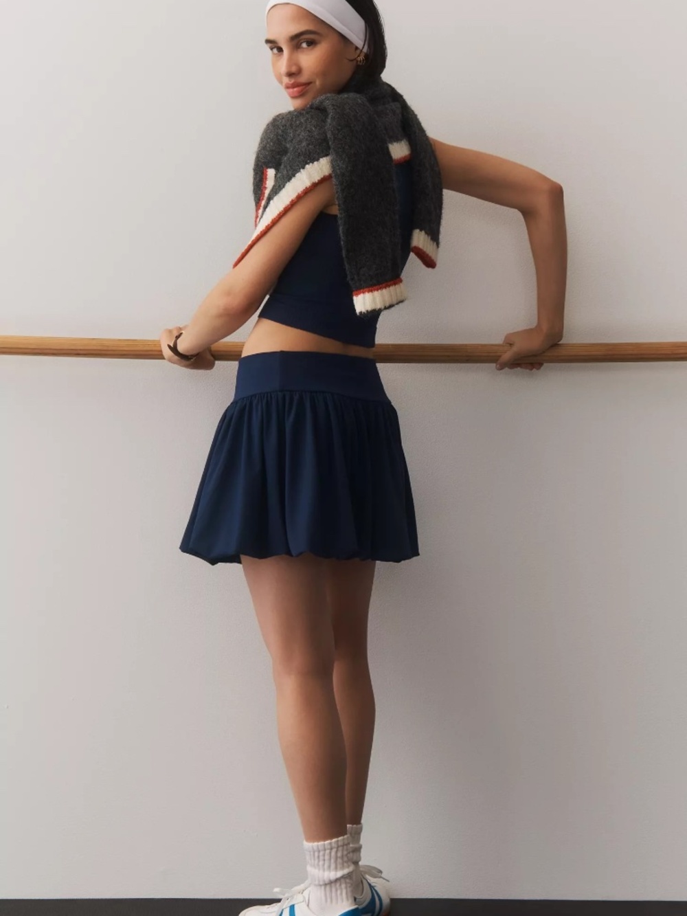Anthropologie Daily Practice Bubble Mini Skirt Navy L NWT $78 - Picture 2 of 5